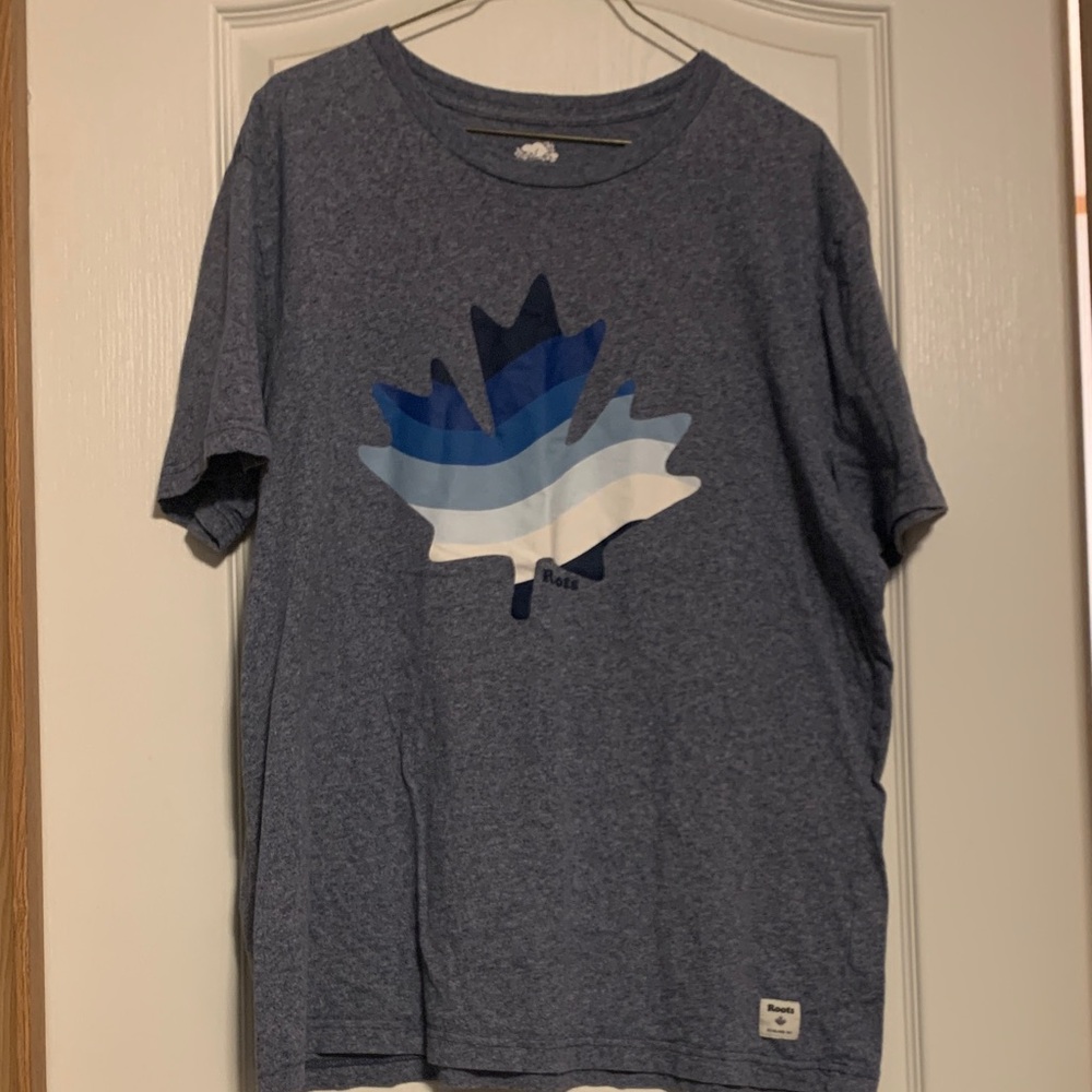 Roots Heather Blue Leaf Graphic Tee